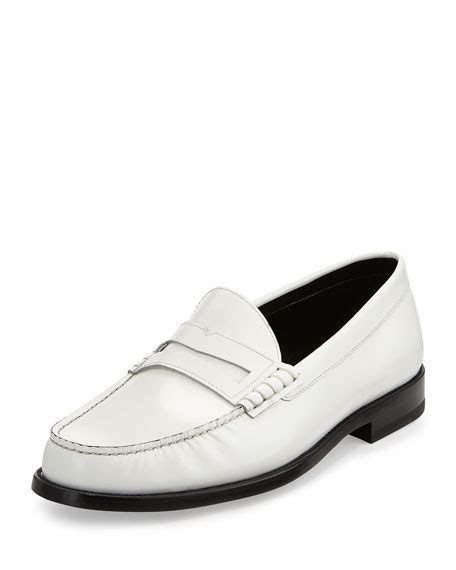 ysl loafers white|saint laurent penny loafers.